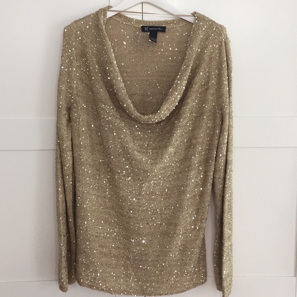 NWT INC Gold Sequin Sweater Large